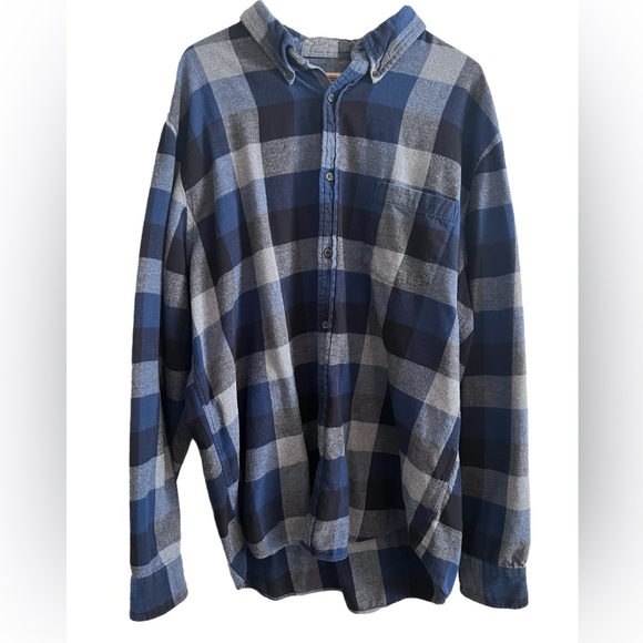 The Foundry Supply Co. Blue and Gray Plaid Flannel Shirt - Picture 3 of 5